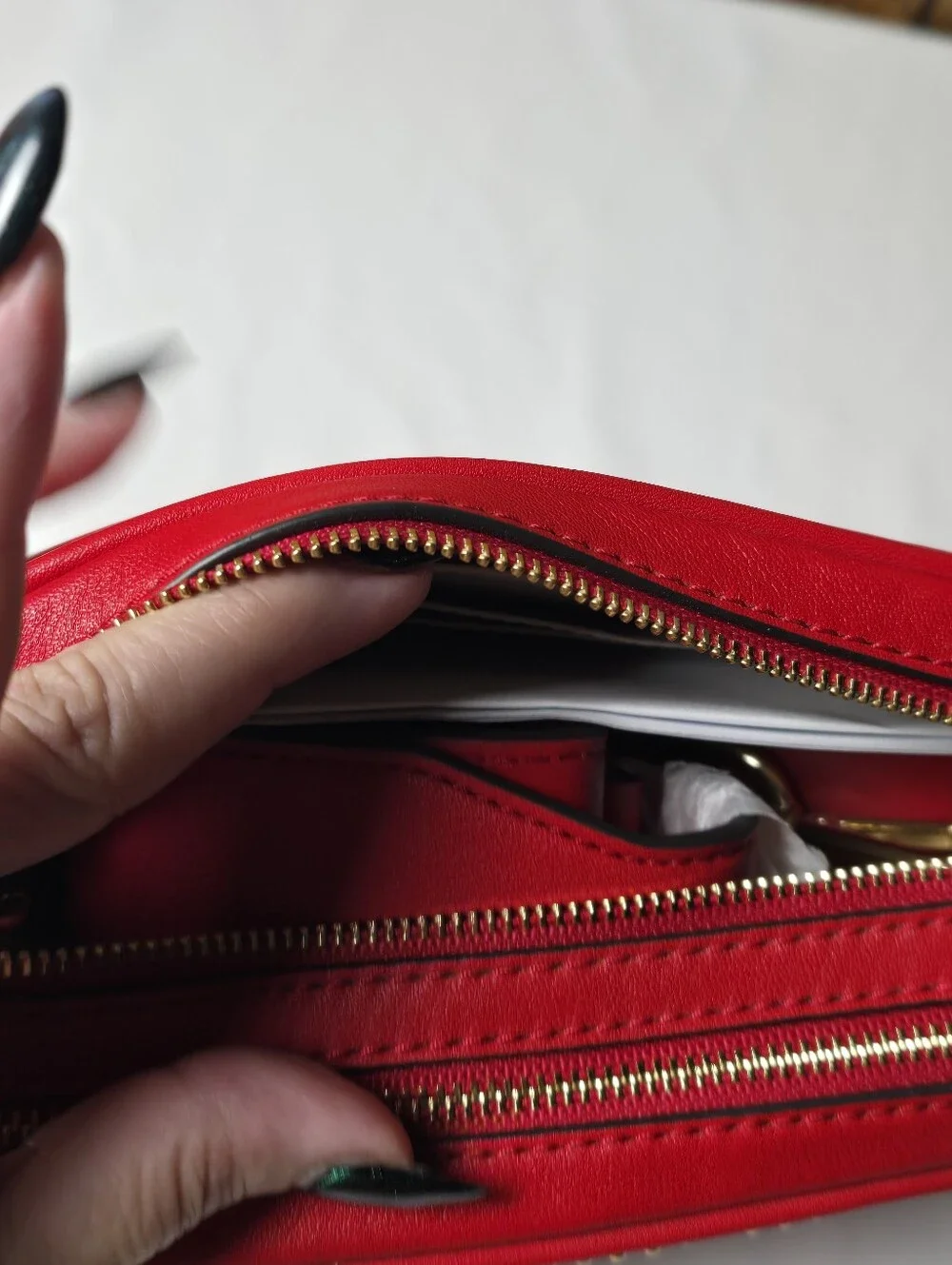 Michael Kors Small Red Quilted Studded Camera Bag
